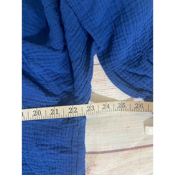 Aura Women's Blue Button Front Long Sleeve Midi Dress - Medium - Picture 8 of 13